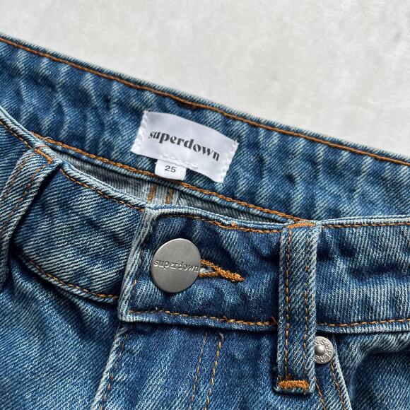 superdown revolve jayda lace up jean mid blue wash - Picture 6 of 11